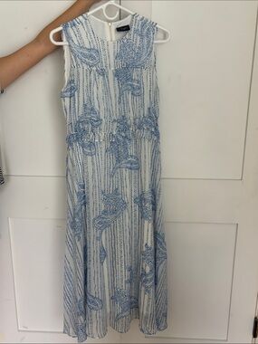 Just...Taylor White Maxi Dress with Light Blue Floral Print